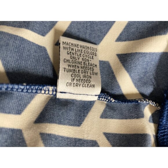 Donna Morgan Womens Size 16 Blue & Tan Chevron Dress With Belt - Picture 8 of 9